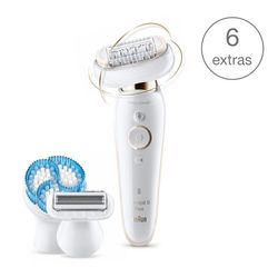 Braun Silk-épil 9 Flex 9010 Wet & Dry epilator met 6 extra's incl. diepgaande exfoliatieborstel voor het lichaam. 