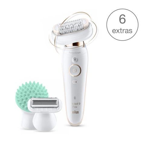 Silk-épil 9 Flex 9020 Wet & Dry epilator met 6 extra's incl. diepwerkend massageopzetstuk.  Braun