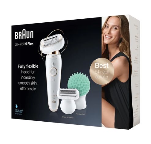 Silk-épil 9 Flex 9020 Wet & Dry epilator met 6 extra's incl. diepwerkend massageopzetstuk.  Braun