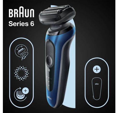 Series 6 61-B1000s Wet & Dry scheerapparaat met reisetui, blauw.  Braun