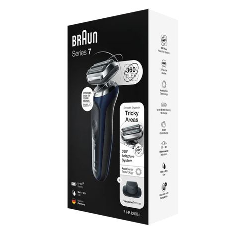 Series 7 71-B1200s Wet & Dry scheerapparaat met reisetui en 1 opzetstuk, grijs.  Braun