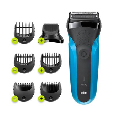 Series 3 Shave&Style 310BT Wet&Dry scheerapparaat met precisiebaardtrimmer en 5 kammen, zwart/blauw. 