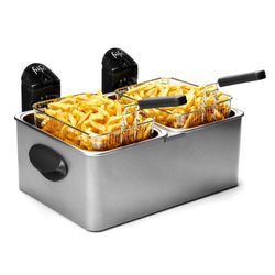 Frifri Dubbele Friteuse 2 x 4,5 L - metalen mantel - 3200 W (grijs)