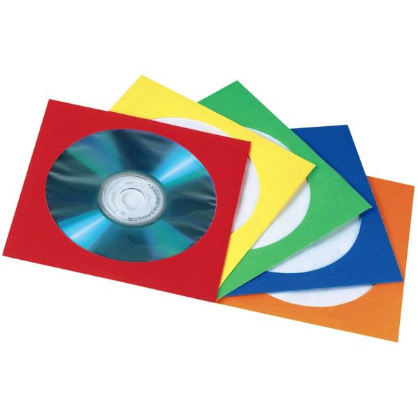 Hama CD/DVD Paper Sleeves, pack of 100, assorted colours