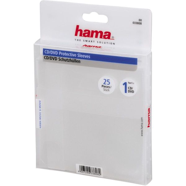 Hama CD/DVD paper sleeves 25-pack transparant