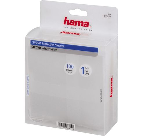 Cd/Dvd Pp Sleeves 100 Pack Trans  Hama