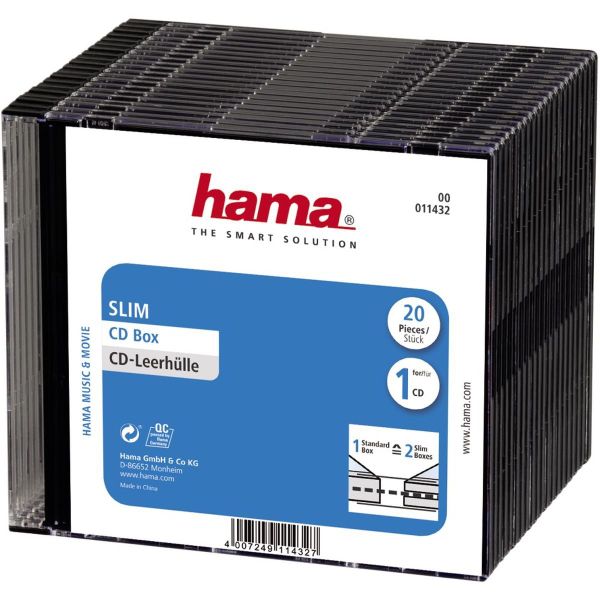 Hama Slim CD Box, 20 stuks, zwart, Value pack