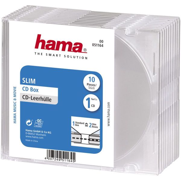 Hama CD box slim 10-pack transparant