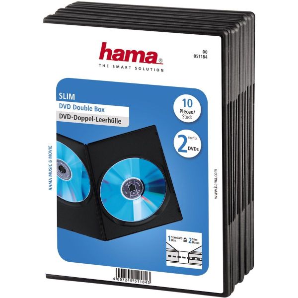 Hama Dvd Slim Box Dubbel Zwart 10 Stuks