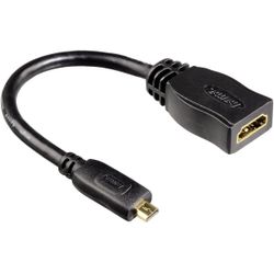 Hama Adaptateur HDMI™, fiche mâle D (micro)-fiche femelle A, Ethernet, plaqué or 