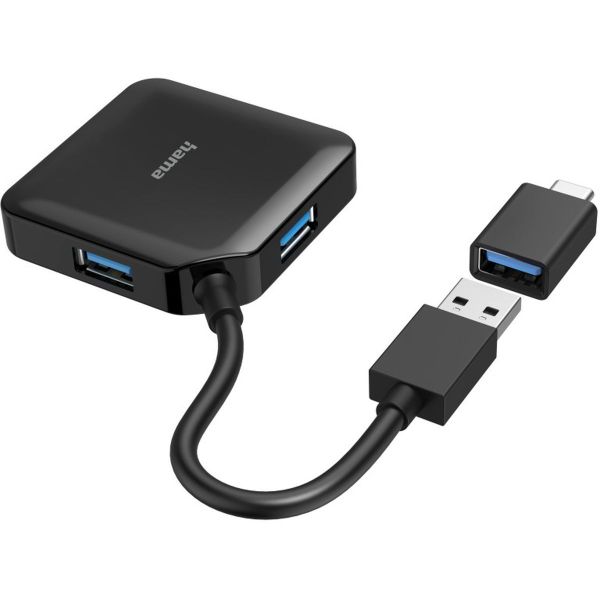 Hama USB-Hub 4-Port USB 3.2 GEN1 5 GBIT/s w/ USB-C-Adapter