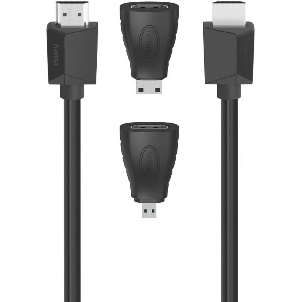 Hama High Speed HDMI-Cable 4K 1.50m + 2 HDMI-Adapters