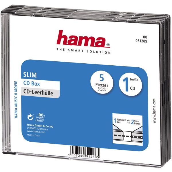 Hama CD Box Slim 5-pack Transparant/Black