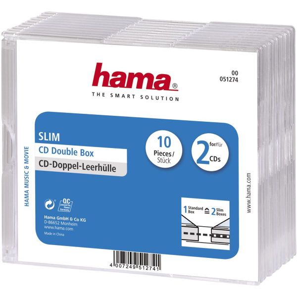 Hama CD Jewel Case Slim Double 10-pack Transparant