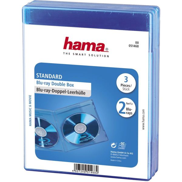 Hama Blu-Ray Jewel Case Double 3-pack Blue