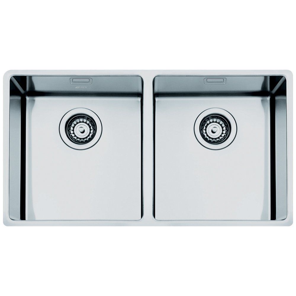 Spoelbak onderbouw - 60 cm - 2 bakken - radius 15 mm - inox 