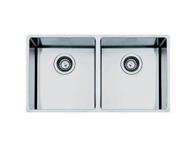 Spoelbak onderbouw - 60 cm - 2 bakken - radius 15 mm - inox