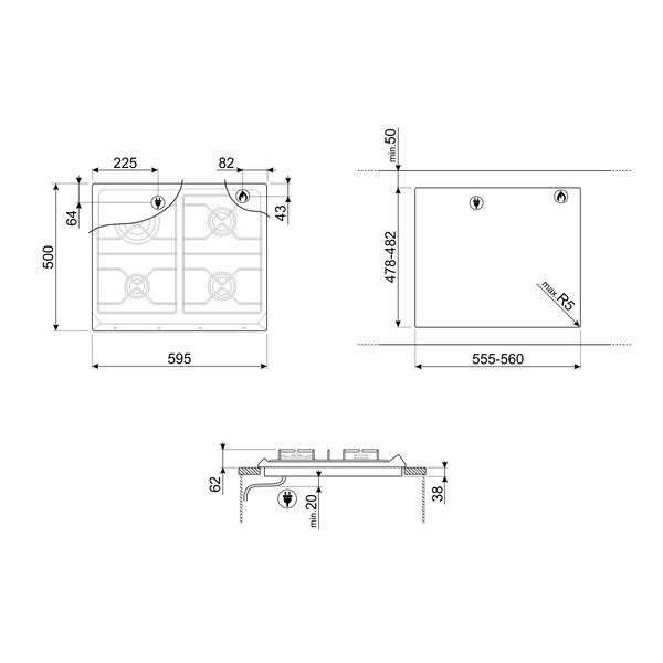 Coloniale kookplaat gas 60cm SRV864AOGH Smeg