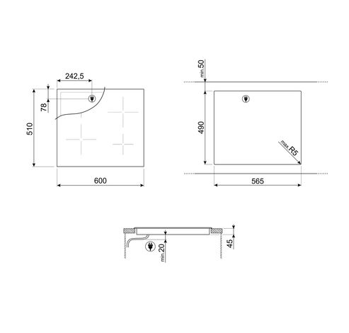 Universeel kookplaat keramisch 60cm SE364EMTB  Smeg