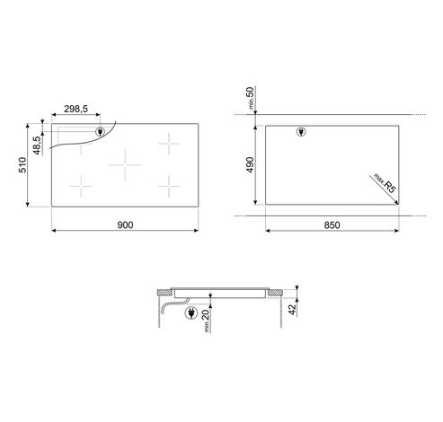 Universeel kookplaat keramisch 90cm SE395ETB  Smeg