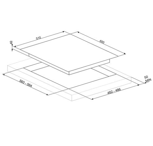 Linea kookplaat gas 60cm PV164N2  Smeg