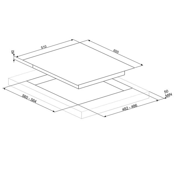 Linea kookplaat gas 60cm PV164S2 