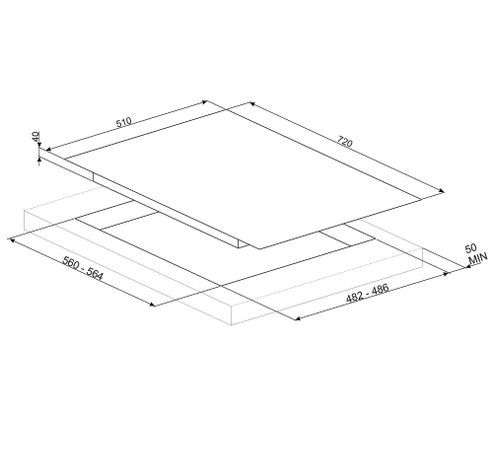 Linea kookplaat gas 70/75cm PV175S2  Smeg