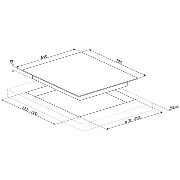 Classici kookplaat gas 70/75cm PX375 