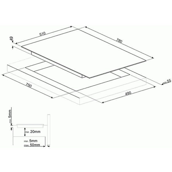 Universeel kookplaat inductie 78cm SI1F7845B 