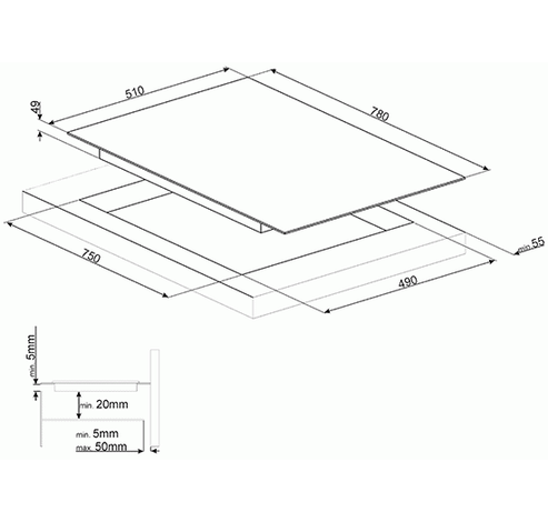 Universeel kookplaat inductie 78cm SI7844B  Smeg