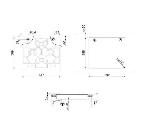 Classici kookplaat gas 60cm PGF64-4  Smeg