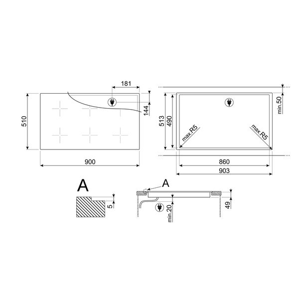 Universeel kookplaat inductie 90cm SIM3964D 