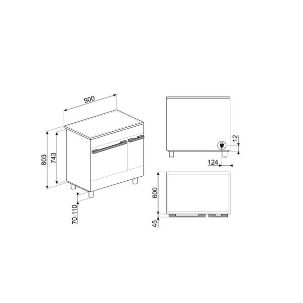 Smeg Portofino Fornuis CPF92IMA 90x60x90cm Antraciet