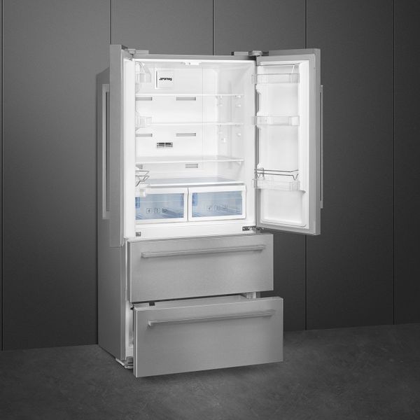 Koel-vriescombinatie met 2 deuren en 2 schuiven breedte 84cm 539L  No Frost met display inox 