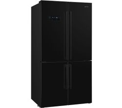 Koel-vriescombinatie met 4 deuren breedte 90cm 541L NO FROST MET DISPLAY zwart Smeg