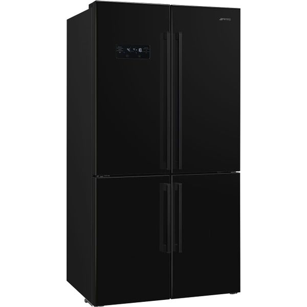 Koel-vriescombinatie met 4 deuren breedte 90cm 541L NO FROST MET DISPLAY zwart Smeg