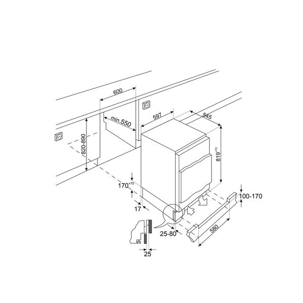 Inbouw Koelkast tafelmodel 93L+16L 