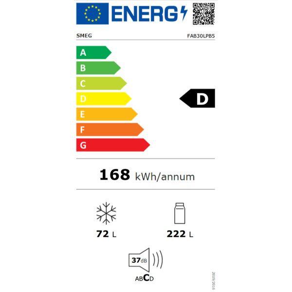 Jaren '50 Koelkast/diepvriezer 222L+72L scharnieren links pastelblauw  Smeg