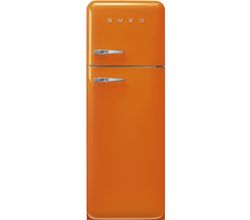 Jaren '50 Koelkast/diepvriezer 222L+72L scharnieren rechts oranje  Smeg