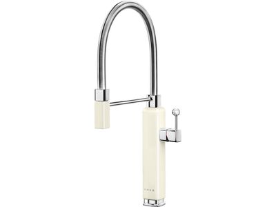 50's style Keukenmengkraan - handsproeier - chroom en crème 