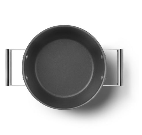 Casserole avec couvercle en verre 24 cm noir  Smeg