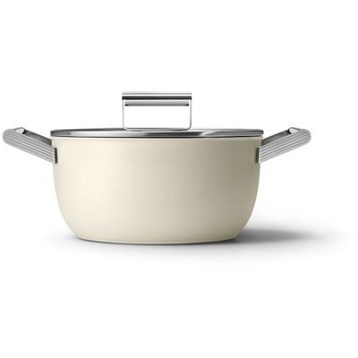 Kookpot met glazen deksel 24 cm crème  Smeg