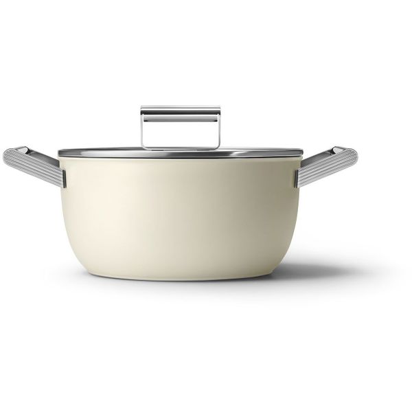 Smeg Kookpot met glazen deksel 24 cm crème