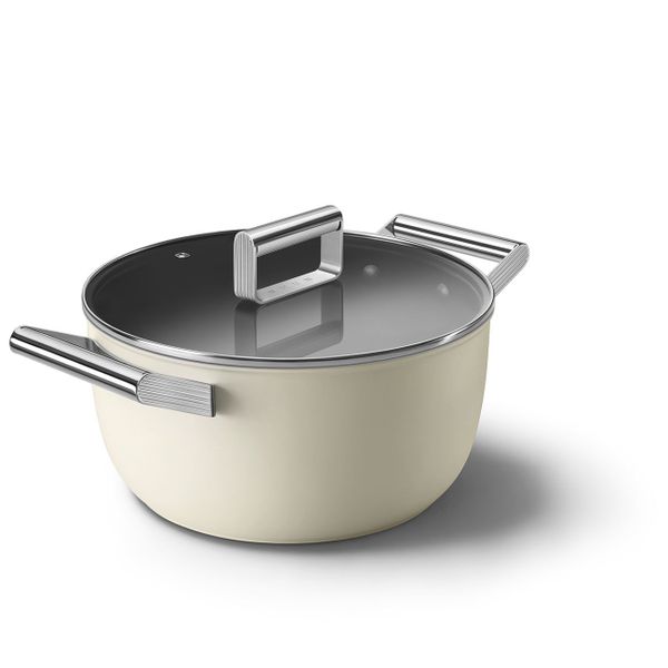 Smeg Kookpot met glazen deksel 24 cm crème