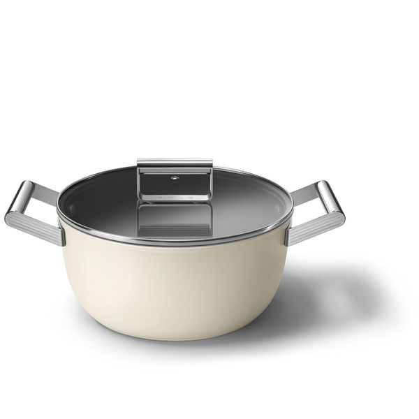 Kookpot met glazen deksel 24 cm crème 