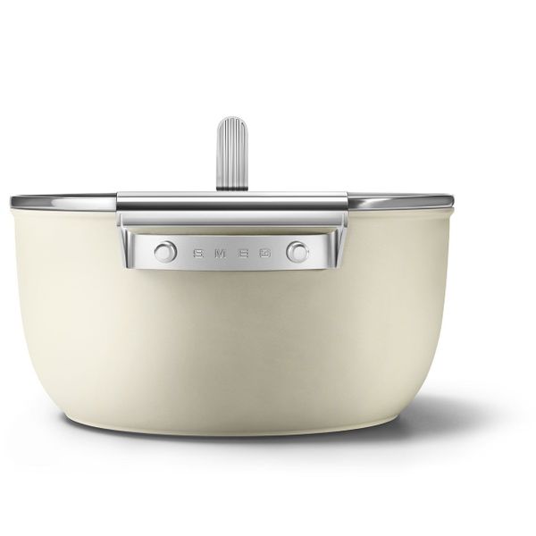 Smeg Kookpot met glazen deksel 24 cm crème