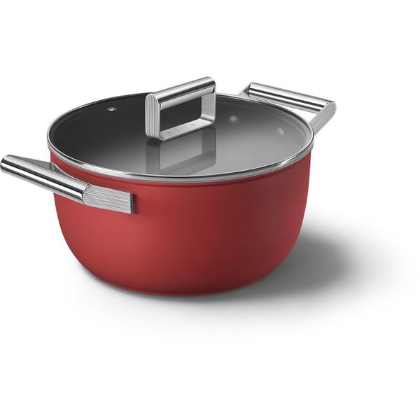 Kookpot met glazen deksel 24 cm rood 