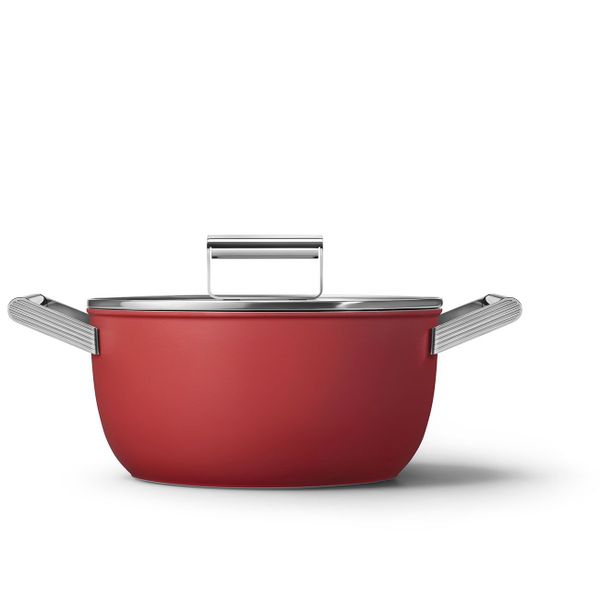 Kookpot met glazen deksel 24 cm rood 