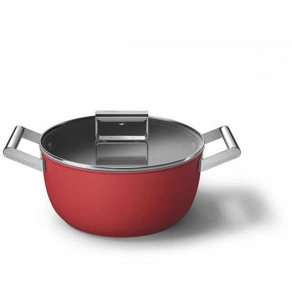 Kookpot met glazen deksel 24 cm rood 