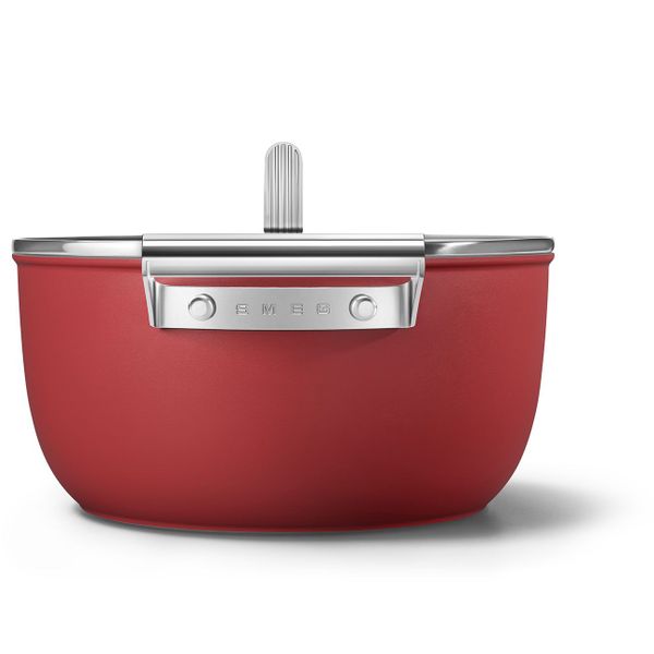 Kookpot met glazen deksel 24 cm rood 